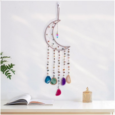 Gemstone Dreamcatchers Crescent Less Stones with Hanging Agate