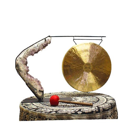 Gong Stand with Amethyst Geode - Crescent
