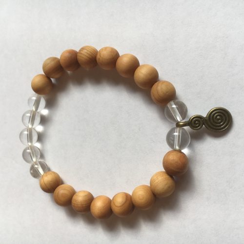 Cedarwood with gemstone bracelets with charm 6mm